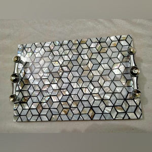 Plateau de service artisanal authentique en nacre indienne, qualité export, artisanat indien - Product Image 4