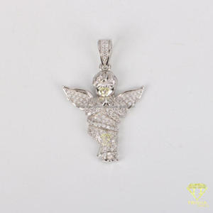 Hip Hop Angel Wing Pendant With Brilliant Diamond Look Jewelry Finish - Product Image 3