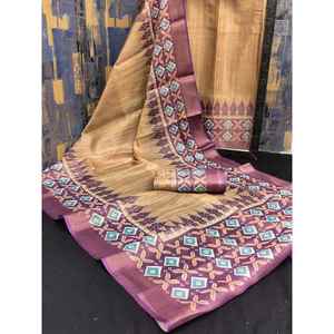 DISEÑADOR EROSIÓN ALGODÓN PATOLA IMPRESIÓN DIGITAL TRABAJO SAREE CON BLUSA SIN COSTAR VINO - Product Image 1