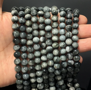 Cuentas de Piedras Preciosas Naturales Mixtas: Ágata Floral, Obsidiana Copo de Nieve, Jade Verde |   Cuentas de Cristal de 6mm/8mm |   Marca FE India |   Venta al por mayor - Product Image 2