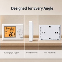 Termostato Digital Inalámbrico Programable con Retroiluminación Blanca, 868.35MHz, Alcance de 100m, 2 Pilas AAA, para Dormitorio o Garaje