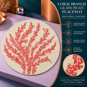 Salvamantel de cristal color marfil con diseño de rama de coral |   Mantel de Mesa Moderno Hecho a Mano, Ecológico, Resistente al Calor, Duradero, Decoración Costera - Product Image 5