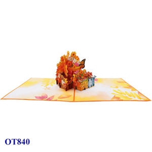 Carte pop-up 3D faite à la main en forme de bottes d'automne, motif floral personnalisé, en papier, pour Thanksgiving, la Saint-Valentin, les anniversaires, Viet-craft Hanoi - Product Image 5