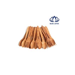 Cuillère en bois de coco écologique plaquée or moderne de haute qualité, motif lotus bleu |   Ustensile de cuisine artisanal, naturel, durable et compatible lave-vaisselle - Product Image 1