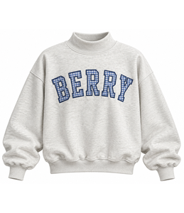 Custom Women’s Oversized Mock Neck Pullover Ribbed Collar Varsity <b>Letter</b> <b>Applique</b> Embroidered Winter Sweatshirt - Product Image 1
