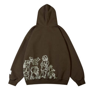 Sudadera con Capucha de Diseño Personalizado para Hombre, con Efecto Desgastado por el Sol, Manga Larga, Oversize, con Pedrería y Lavado Ácido - Product Image 2