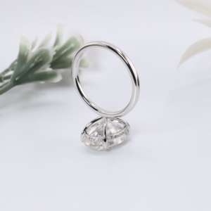 Classic White Gold Oval Cut Lab Grown Diamond Engagement <b>Ring</b> Double Claw Prong Solitaire Slender <b>Plain</b> Band Jewelry For Women - Product Image 4