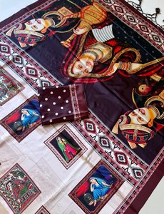Sari de Seda Satinada Premium Reglance con Estampado Digital HD, Diseño Artístico Tradicional, Pallu con Estampado Rico, Borlas Elegantes y Fumka, Ropa para Mujer - Product Image 6