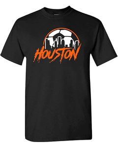 Camiseta de Manga Corta Azul Marino para Hombre, Diseño de Béisbol de Houston, Corte Ajustado, Cuello Redondo, Informal, Tejido de Punto, Secado Rápido, Algodón - Product Image 3