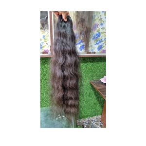 Extensions de cheveux humains ondulés brun foncé, texture lisse, longs mèches ondulées lâches, qualité single drawn, pour tissage et coiffage en salon - Product Image 5