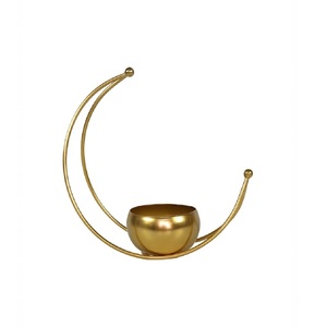 Gold Iron Crescent Moon <b>Planter</b> for Tabletop Decor Decorative Flower Pot <b>Bowl</b> for Artificial Flowers Centerpiece - Product Image 1