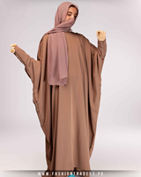 Prix de gros Nouvelle Abaya élégante, modeste et simple, coupe droite, manches chauve-souris, avec fermeture éclair, robe de soirée/formelle islamique pour femmes musulmanes