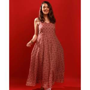 Conjunto de Kurta Informal de Algodón Rojo Cereza, Talla XS - Product Image 4