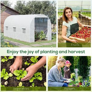 15x7x7 High Tunnel Greenhouse Eco-Friendly <b>Planting</b> Garden with 6 Roll-up Windows and Roll Door 140 GSM PE Cover Steel <b>Frame</b> - Product Image 6