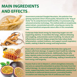 Bafu Auténtico Changbai Mountain Ginseng Cordyceps Royal Jelly Superfruit Antioxidantes Suplemento de hierbas Equilibrio de resistencia - Product Image 6