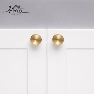 Minimalist Round Solid <b>Brass</b> Cabinet <b>Knob</b> Brushed Gold Finish Modern Drawer Pull for Kitchen Cabinets Wardrobes Dressers - Product Image 1