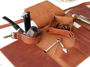 Étui à pipe en cuir Crazy Horse fait main, logo personnalisé, étui de voyage pour pipe à tabac, sac de rangement PRB-0011C - Product Image 4