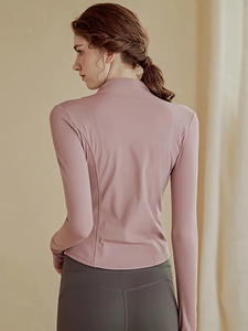 Custom Logo Women Full Zip Running Jacket <b>Thumb</b> <b>Hole</b> Slim Fit Yoga <b>Top</b> - Product Image 5