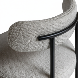 Modern White Boucle Upholstered Dining Chair with <b>Backrest</b> and Metal Legs for B2B Bulk Orders Direct From Factory - Product Image 5