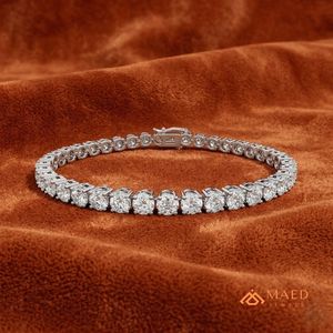 สร้อยข้อมือเทนนิสประดับมอสซาไนต์สีเงินสำหรับผู้หญิง สร้อยข้อมือแบบโซ่และแบบเชื่อมต่อ เครื่องประดับแฟชั่นทันสมัย ของขวัญวันครบรอบแต่งงาน อุปกรณ์เสริม - Product Image 4