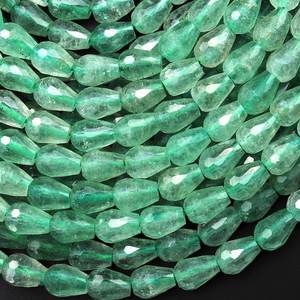 ลูกปัดหยดน้ำทรงเหลี่ยมทำจากหินแคลเซโดนีสีเขียวธรรมชาติจากแอฟริกา เจาะรูแนวตั้ง สำหรับทำเครื่องประดับ - Product Image 6