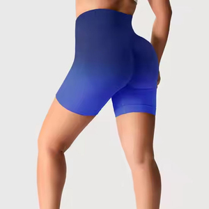 Shorts de yoga et de cyclisme pour femmes, unis, sans coutures, taille mi-haute, effet froncé push-up, séchage rapide et respirants - Product Image 2