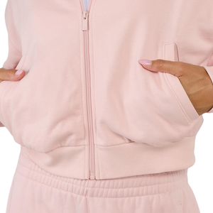 Customized Women Cropped Full <b>Zip</b> Hoodie Fleece Sweatshirt Drawstring <b>Hood</b> Front Pockets OEM ODM Apparel Supplier - Product Image 6