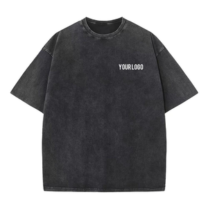 เสื้อยืดพิมพ์ลายแบบกำหนดเอง ล้างสีด้วยกรด เนื้อผ้าฝ้าย 100% น้ำหนักเบา แฟชั่นผู้ชาย ทรงโอเวอร์ไซส์ สตรีทแวร์ลำลอง บรรจุภัณฑ์พร้อมป้ายกำกับแบบกำหนดเอง - Product Image 1