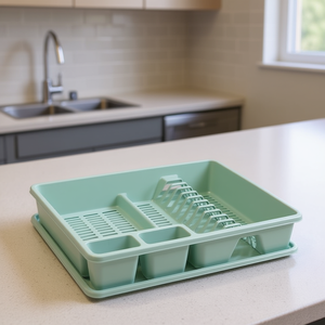 Plastic Dish Rack With Draining Tray And Cutlery Holder Square L Stackable Modern Kitchen Use - Product Image 3