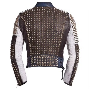 Studded Leather Jacket <b>Zipper</b> Motorbike Jacket Vintage Biker <b>Coat</b> for Women - Product Image 3