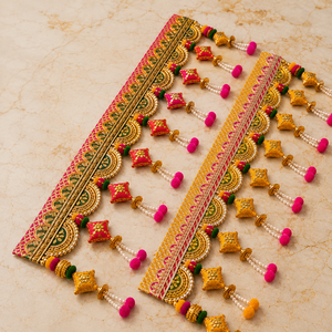 Handmade Bandhanwar Door Toran Embroidered Pearl Latkan Hanging Festive Diwali <b>Wedding</b> Home Entrance Decor - Product Image 3