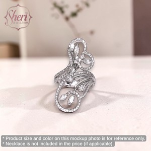 [เชอรี จิวเวลส์] แหวนเพชรธรรมชาติทรงมาร์คีส์แบบริบบิ้น ทองคำขาวแท้ 18K ของขวัญสำหรับเธอ - Product Image 3