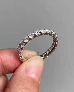 Fabricante Mayorista de Joyería: Anillos de Boda de Moissanita de 2.50MM, Anillo de Eternidad Semirredondo con Engaste Pavé, Diseño Sencillo, Banda Apilable - Product Image 2
