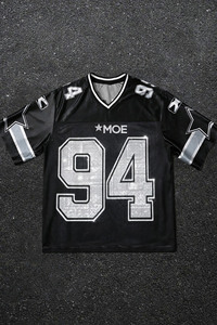 Custom Unisex American Football Jersey Streetwear Shiny Crystal Rhinestone Oversized Hip Hop Mesh Top Wholesale OEM - Product Image 2