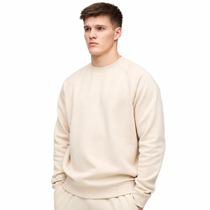 Sweat-shirt à col rond pour homme, coupe classique, couleur unie, tricot en coton, style minimaliste, vêtement d'automne - Product Image 1
