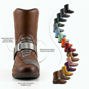 Bottes de moto confortables et personnalisées, protectrices, antidérapantes, imperméables, durables, pour la course, équipement de sécurité pour moto, chaussures pour hommes - Product Image 1