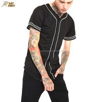 Camiseta de Béisbol Personalizada para Hombre con Estampado de Letras, 100% Poliéster, Anti-UV y de Secado Rápido, Sublimación Negra, Precio Económico
