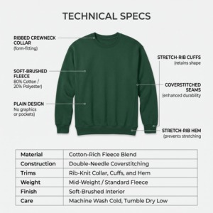 เสื้อสเวตเชิ้ตคอกลมสีเขียวสำหรับผู้ชาย ผ้าฝ้าย 100% ทรงปกติ สีพื้น ลำลอง แขนยาวถัก สำหรับฤดูใบไม้ร่วง - Product Image 3