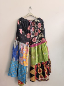 Bohemian Patchwork Kantha Streetwear <b>Palazzo</b> Handmade <b>Elastic</b> <b>Waist</b> Eco-Friendly Breathable Vintage 100% Cotton <b>Pant</b> - Product Image 1