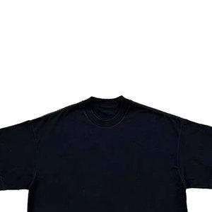 T-shirt en coton uni noir pour homme, manches courtes, col rond, coupe classique, jersey décontracté, couleur unie - Product Image 3