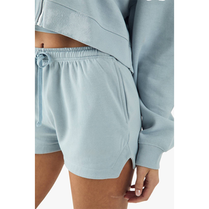 Wholesale Matching <b>Set</b> Oversized Crop Hoodie& Shorts Breathable Airport Outfit For Travelling Women 2PCS Sportswear - Product Image 6