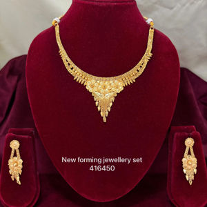 Ensemble de collier pour femme plaqué or 18 carats, bijoux pour fiançailles, anniversaire, mariage, fête, avec boucles d'oreilles - Product Image 1