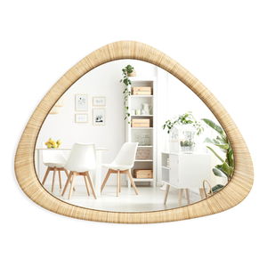 Vietnam Modern Rattan Floral Round <b>Mirror</b> Handmade Wall Decor - Product Image 1