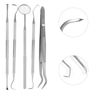 Stainless Steel Manual Dental Instrument Set with Ergonomic Grip Reusable Dental Mirror & <b>Tools</b> - Product Image 2