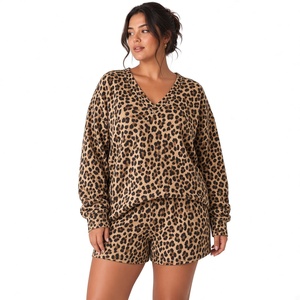 Buy 100% Cotton Fleece <b>Women</b> <b>Camouflage</b> Print V Neck Long Sleeve Sweatshirt And <b>Shorts</b> 2 Piece Set Casual Autumn Outfit - Product Image 6