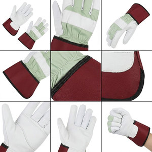 Top Seller Cowhide Grain Leather Work Gloves Back Drilled Cotton Fabric & Fleece Lining Inside For Gardening & Construction - Product Image 2