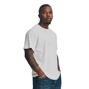 2026 Most selling Men's White Cotton O-Neck Short Sleeve T-Shirt Regular Fit Solid Color Casual Jersey Knit for online sale - Product Image 2