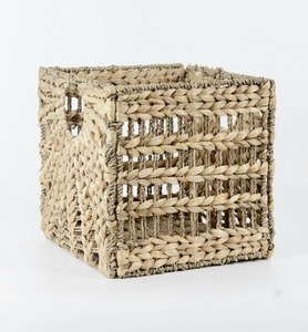 Water Hyacinth Rattan Basket Square Handwoven <b>Storage</b> Organizer Natural Woven <b>Bin</b> for Home Bedroom Living Room - Product Image 4