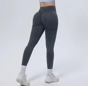 High Waist Full Length <b>Knitted</b> Spandex/Nylon 220g <b>Leggings</b> Solid Color Stretch Breathable Comfortable Sporty Women's Push Yoga - Product Image 6