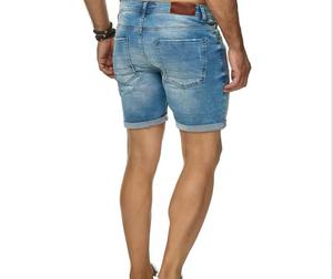 Shorts de Mezclilla para Hombre, Corte Recto, con Pedrería Brillante, Lavado Ácido Vintage, Efectos Desgastados - Product Image 4